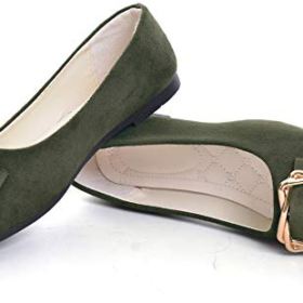 SAILING LU Comfort Flat Shoes Womens Buckle Ballet Flats Faux Suede Solid Loafers 0