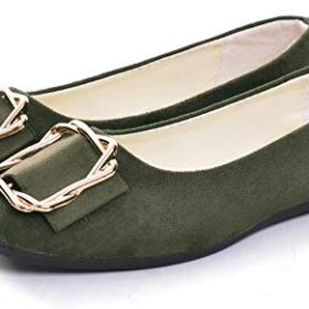 SAILING LU Comfort Flat Shoes Womens Buckle Ballet Flats Faux Suede Solid Loafers 0 2