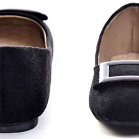 SAILING LU Womens Square Toe Shoes Suede Ballet Flats Buckle Dress Shoes Wear to Work Flat Slip ons 0 2