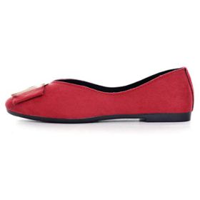 SAILING LU Classic Square Toe Shoes Womens Solid Ballet Flats Comfort Buckle Flat Shoes for Work Slip On Sandals Red 41 0 2