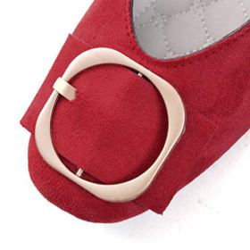 SAILING LU Classic Square Toe Shoes Womens Solid Ballet Flats Comfort Buckle Flat Shoes for Work Slip On Sandals Red 41 0 5