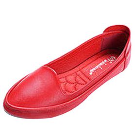 SAILING LU Basic Pointed Toe Sneakers Womens Slip on Ballet Flats Consolation PU Flat Sneakers for Work Sandals Crimson 34