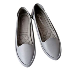 SAILING LU Traditional Pointed Toe Footwear Womens Slip on Ballet Flats Consolation PU Flat Footwear for Work Sandals Grey 35