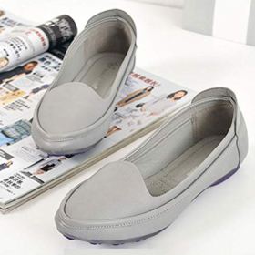 SAILING LU Classic Pointed Toe Shoes Womens Slip on Ballet Flats Comfort PU Flat Shoes for Work Sandals Gray 35 0