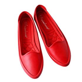 SAILING LU Classic Pointed Toe Shoes Womens Slip on Ballet Flats Comfort PU Flat Shoes for Work Sandals Red 34 0