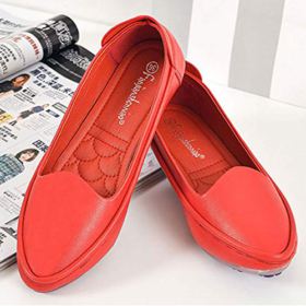 SAILING LU Classic Pointed Toe Shoes Womens Slip on Ballet Flats Comfort PU Flat Shoes for Work Sandals Red 34 0 0