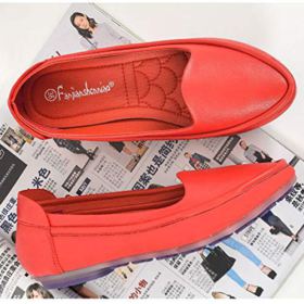 SAILING LU Classic Pointed Toe Shoes Womens Slip on Ballet Flats Comfort PU Flat Shoes for Work Sandals Red 34 0 1