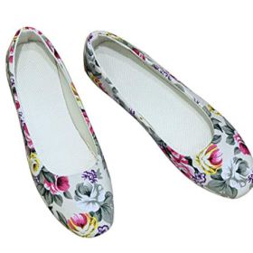 SAILING LU Womens Square Toe Shoes Ballet Flats Retro Flower Dresssy Shoes Slip On Moccasins 0