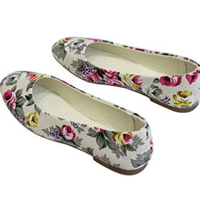 SAILING LU Womens Square Toe Shoes Ballet Flats Retro Flower Dresssy Shoes Slip On Moccasins 0 0