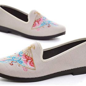 SAILING LU Embroidered Shoes for Women Comfort Cotton Linen Loafers Breathable Mary Jane Flats Shoes 0 1