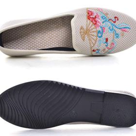 SAILING LU Embroidered Shoes for Women Comfort Cotton Linen Loafers Breathable Mary Jane Flats Shoes 0 3