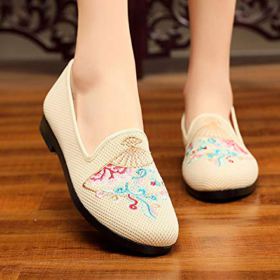 SAILING LU Embroidered Shoes for Women Comfort Cotton Linen Loafers Breathable Mary Jane Flats Shoes 0 5