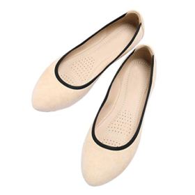 SAILING LU Suede Ballet Flats for Women Comfort Flat Shoes Slip On Loafers Solid Round Toe Dressy Shoes 0 1