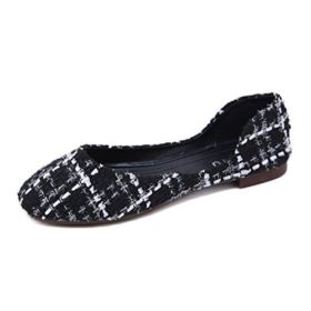 SAILING LU Classic Round Toe Shoes Womens Ballet Flats Comfort Plaid Flat Shoes for Work Slip On Sandals 0