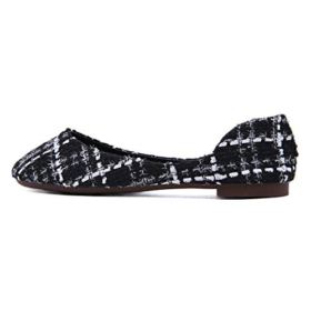 SAILING LU Classic Round Toe Shoes Womens Ballet Flats Comfort Plaid Flat Shoes for Work Slip On Sandals 0 0