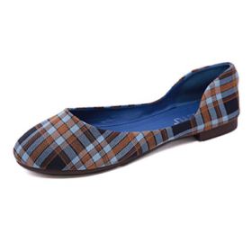 SAILING LU Round Toe Shoes Women Comfort Ballet Flats Plaid Dress Shoes for Party Slip On Sandals 0