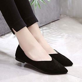 SAILING LU Womens Pointy Toe Flat Shoes Suede Ballet Flats Comfy Dress Shoes Wear to Work Slip On Moccasins 0 4