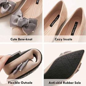SAILING LU Womens Pointy Toe Shoes Suede Ballet Flats Solid Flat Shoes for Work Slip On Sandals 0 1