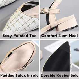 SAILING LU Dressy Pumps Shoes for Women Retro Plaid Flats Comfort Ankle Strap Sandals Wear to Work 0 4