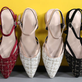 SAILING LU Dressy Pumps Shoes for Women Retro Plaid Flats Comfort Ankle Strap Sandals Wear to Work 0 5