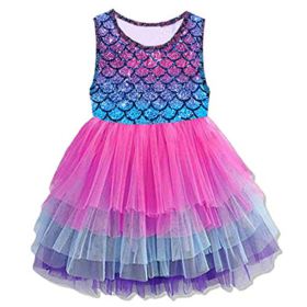 VIKITA Toddler Girl Dress Short Sleeve Casual Party Tutu Dresses for 3 8 Years Kids 0