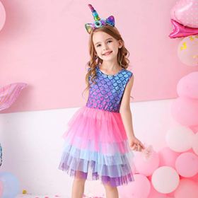 VIKITA Toddler Girl Dress Short Sleeve Casual Party Tutu Dresses for 3 8 Years Kids 0 3