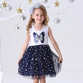 VIKITA Toddler Flower Girl Dress Summer Sleeveless Cotton Tutu Dresses for Girls 3 7 Years Knee Length 0 2