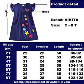 VIKITA 2020 Toddler Girls Summer Dresses Short Sleeve Outfit 3 8 Years 0 0