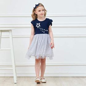 VIKITA Toddler Girl Clothes Short Sleeve Summer Dresses for Girls Kids 2 8 Years 0 2