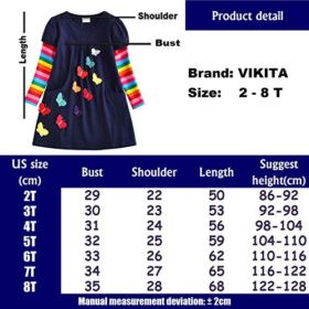 VIKITA Winter Toddler Girl Clothes Cotton Long Sleeve Girls Dresses for Kids 2 8 Years 0 0