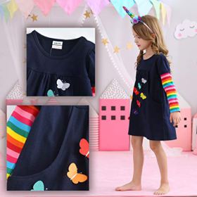 VIKITA Winter Toddler Girl Clothes Cotton Long Sleeve Girls Dresses for Kids 2 8 Years 0 4