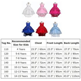 FYMNSI Flower Girls Lace Beaded Rhinestone Wedding Flower Tulle Dresses Party High Low Dance Evening Prom Gown 4 15T 0 3