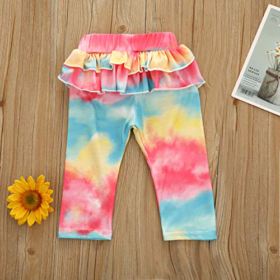 FYMNSI Baby Girls Boys Tie Dye Outfit Knit Romper Long Pants Pajamas Set Ribbed Ruffle Long Sleeve Bodysuit Sleepwear Clothes 0 3