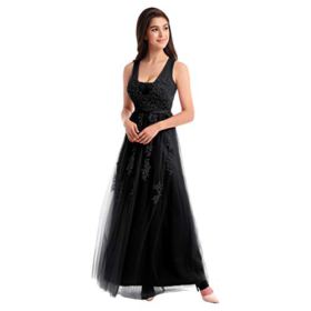 Women Lace Applique Wedding Bridesmaid Dress V Neck Padded Evening Cocktail Formal Pageant Long Maxi Ball Gown 0