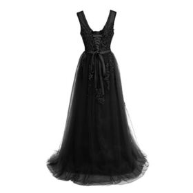 Women Lace Applique Wedding Bridesmaid Dress V Neck Padded Evening Cocktail Formal Pageant Long Maxi Ball Gown 0 2