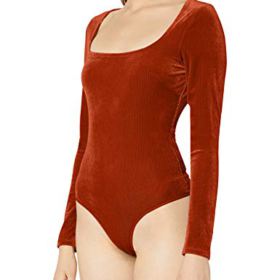 ASTR the label Womens Tess Long Sleeve Stretch Velvet Bodysuit 0 1