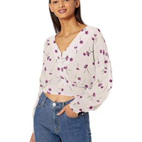 ASTR the label Womens Jaise Long Sleeve Wrap Crop Top 0