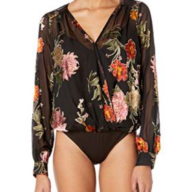 ASTR the label Womens Margo Long Sleeve Crossover Bodysuit 0 1