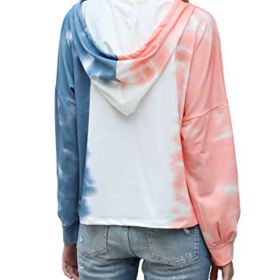 Luranee Womens Casual Long Sleeve Tie Dye Hoodies Loose Color Block Pullover Sweatshirts 0 0