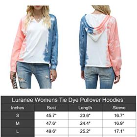Luranee Womens Casual Long Sleeve Tie Dye Hoodies Loose Color Block Pullover Sweatshirts 0 1