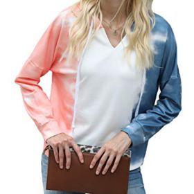 Luranee Womens Casual Long Sleeve Tie Dye Hoodies Loose Color Block Pullover Sweatshirts 0 2