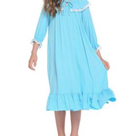Ekouaer Girls Nightgowns Long Sleeve Sleep Shirt Cotton Princess Sleepwear Pajama Dress 4 13 Years 0
