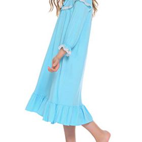 Ekouaer Girls Nightgowns Long Sleeve Sleep Shirt Cotton Princess Sleepwear Pajama Dress 4 13 Years 0 2