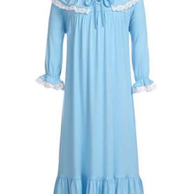 Ekouaer Girls Nightgowns Long Sleeve Sleep Shirt Cotton Princess Sleepwear Pajama Dress 4 13 Years 0 4