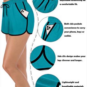 Fulbelle Womens Double Layer Drawstring Elastic Waist Athletic Shorts with Pockets 0 2