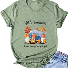 SiLing Women Hello Autumn The Most Wonderful Time of The Year Autumn Tees Tops 0
