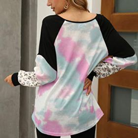 Naggoo Womens Color Block Round Neck Tunic Tops Casual Raglan Sleeve Shirts Blouses Leopard Print Sweatshirt 0 0