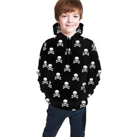FUN DOGE Pullover Hoodie Skull Crossbones Black Sweatshirt Outer Wear Soft with Big Pockets for Boys Girls Teen Agers 0