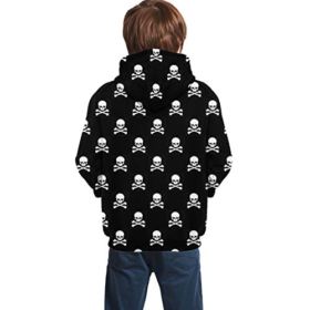 FUN DOGE Pullover Hoodie Skull Crossbones Black Sweatshirt Outer Wear Soft with Big Pockets for Boys Girls Teen Agers 0 0