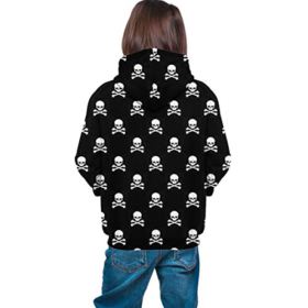 FUN DOGE Pullover Hoodie Skull Crossbones Black Sweatshirt Outer Wear Soft with Big Pockets for Boys Girls Teen Agers 0 3